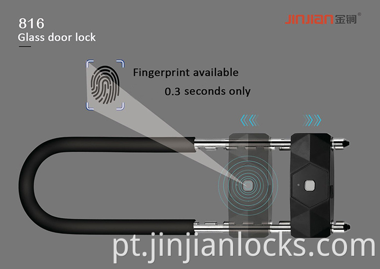 Lock de porta de vidro inteligente Lockless de impressão digital Lock de segurança biométrica de impressão digital digital trava digital